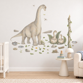 Brachiosaurus Family Wall Sticker Pack Displayed in Nursery